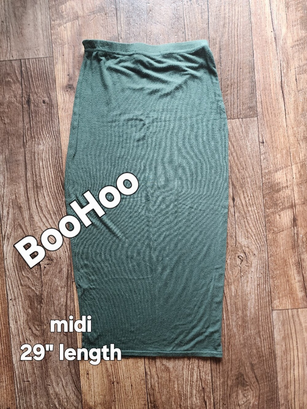 Boohoo Olive Midi Pencil Skirt